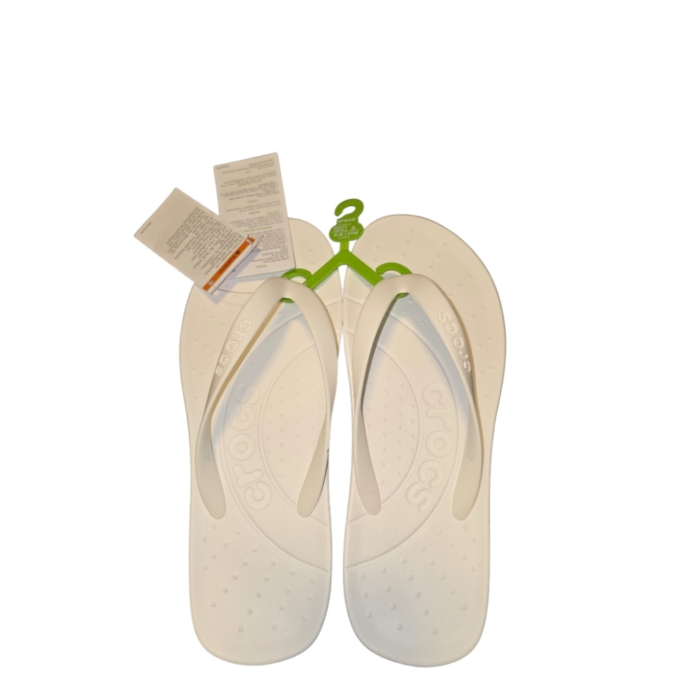 NWT Crocs Flip Flops M8 W10 White - Picture 3 of 5